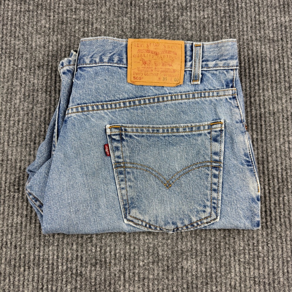 Vtg Levis 505 Regular Fit Denim Shorts Mens 36 Light Wash Blue Jeans 505-0210